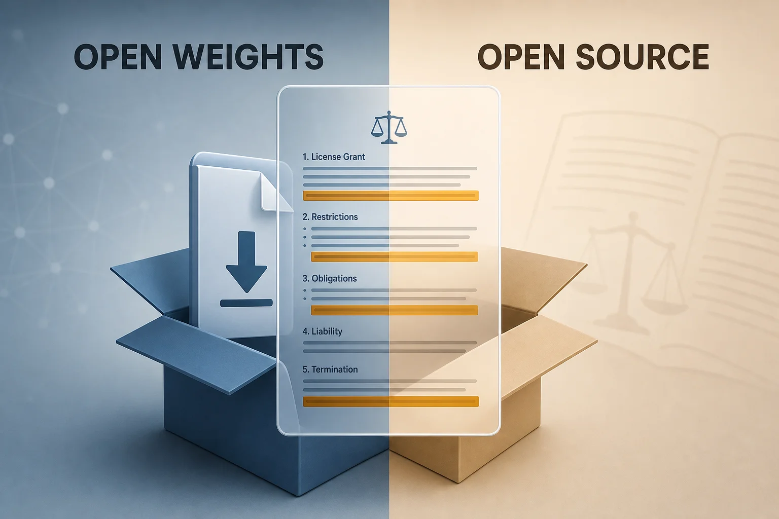 Editorial illustration for Open Source LLM or Just Open Weights? Check the License Before You Deploy